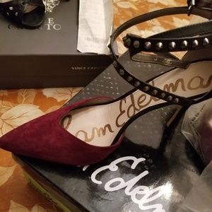 Sam Edelman Suade Burgundy Stilettos